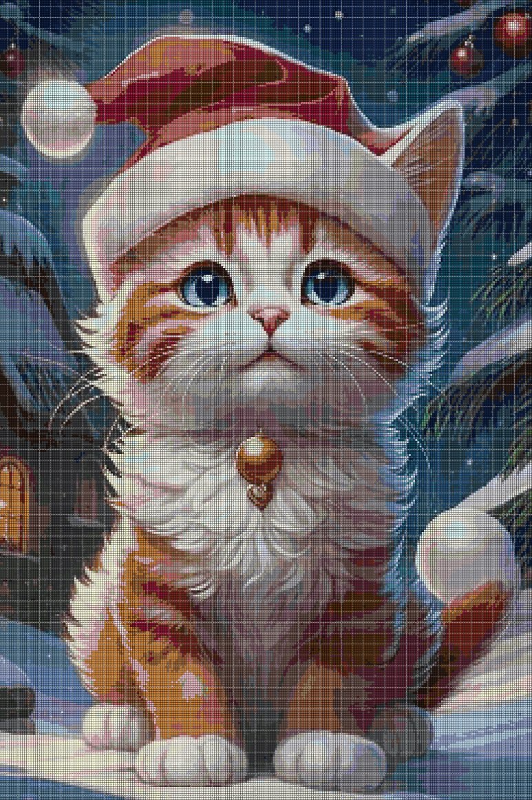 Christmas cat cross stitch pattern in pdf DMC