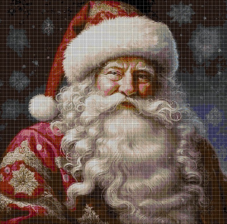 Father Christmas cross stitch pattern in pdf DMC