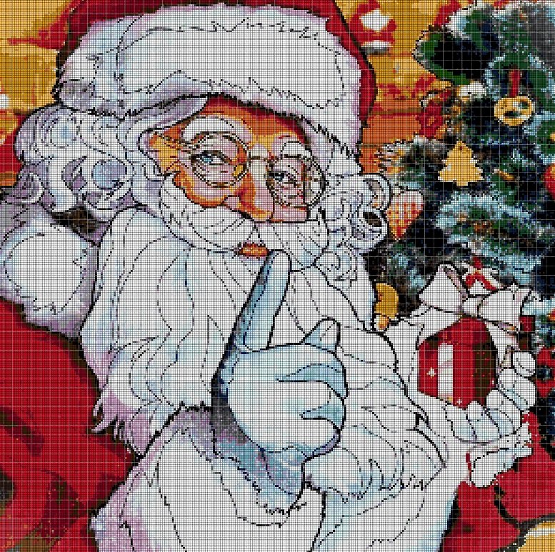 Secret Santa1 cross stitch pattern in pdf DMC