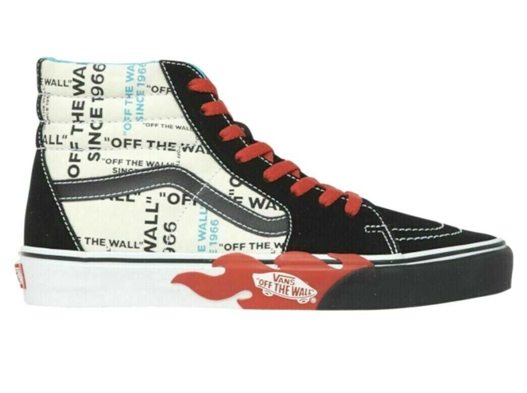 Vans Men Old Skool OTW Flame Off The Wall Black White Sk8-Hi Size 10