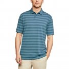 Under Armour Men Polo Golf  Shirt Blue Green Striped 1323455 414 Size XXL