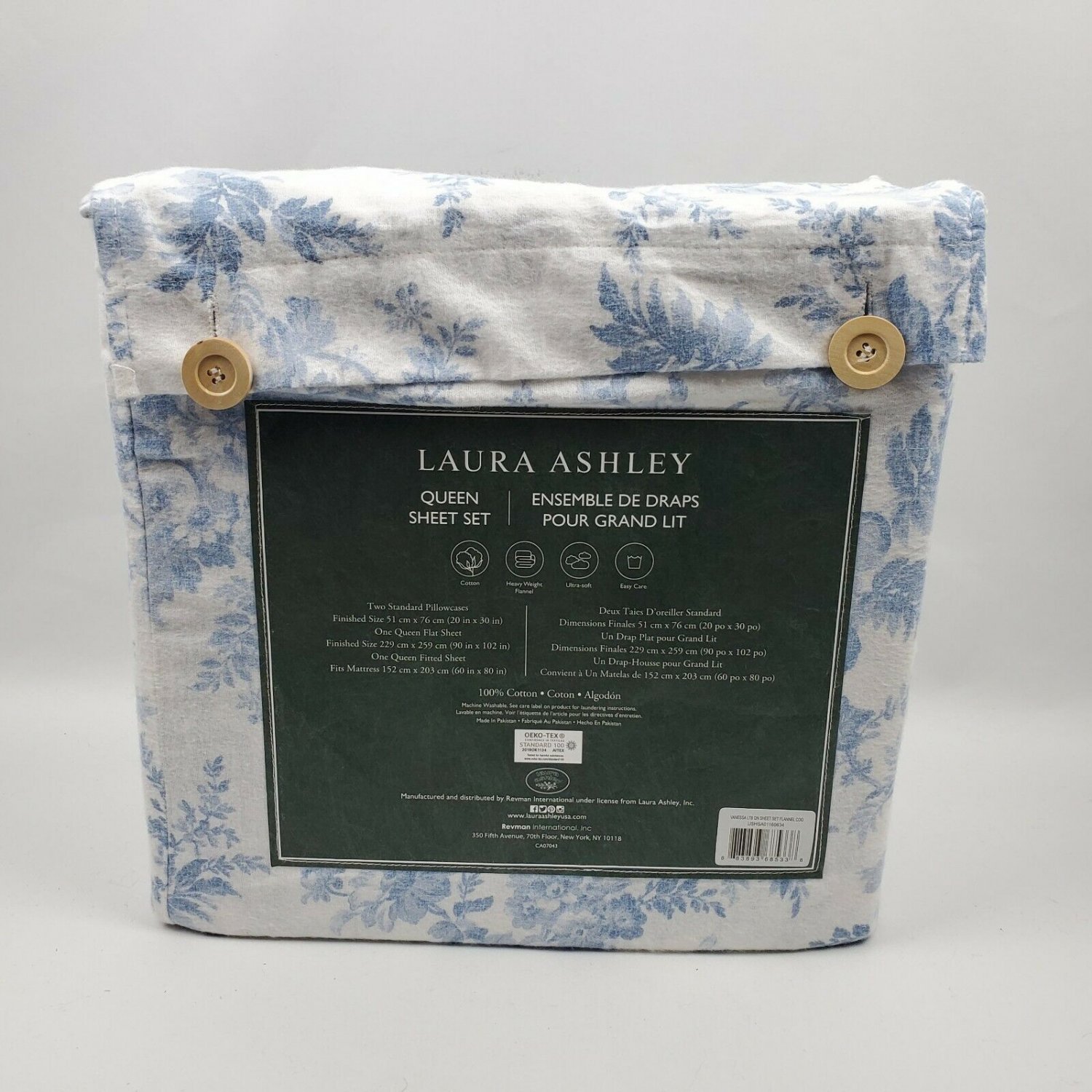 Laura Ashley Vanessa Floral Deluxe Heavy Weight Cotton Flannel Queen Sheets