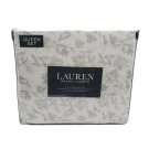 Lauren Ralph Lauren 4 PC Queen Sheet Set Floral Whimsical Gray White Flowers