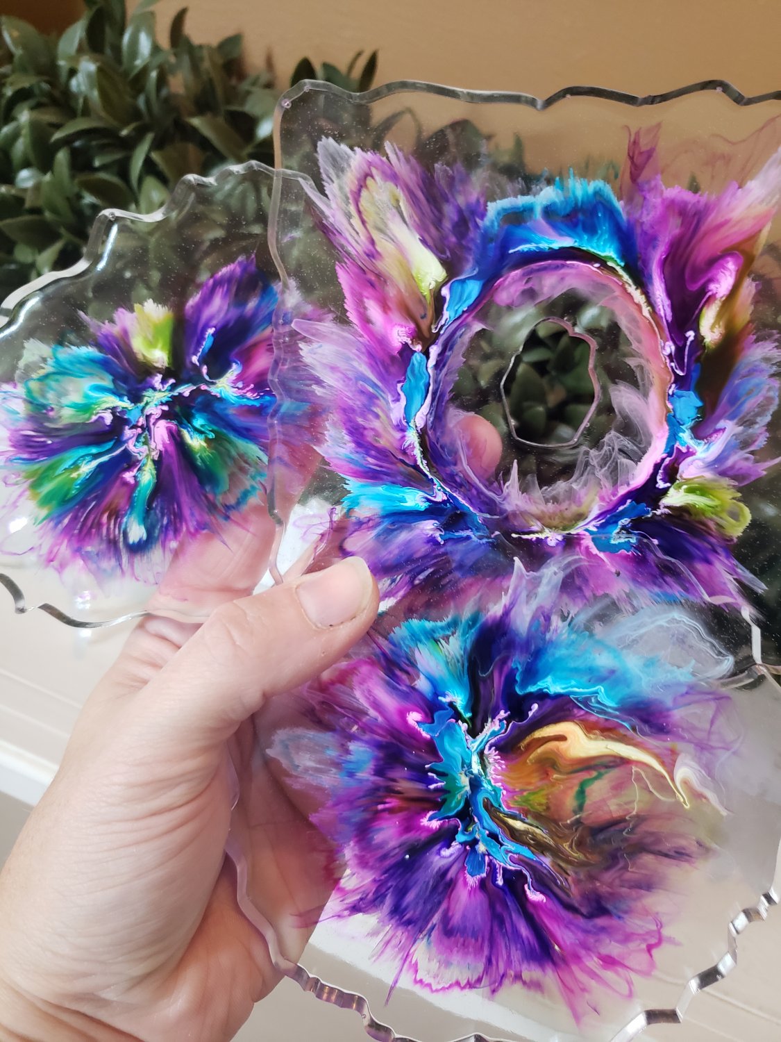 Alcohol ink resin coasters (3pc)