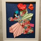 Handmade origami japanese paper dolls wall art