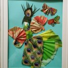 Handmade origami japanese paper dolls wall art