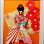 Handmade origami japanese paper dolls wall art
