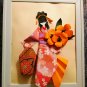 Handmade origami japanese paper dolls wall art