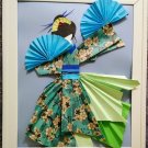 Handmade origami japanese paper dolls wall art