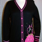 BEREK SWEATER PURSE POCKET S Small Black Pink Glitter Jeweled