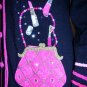 BEREK SWEATER PURSE POCKET S Small Black Pink Glitter Jeweled