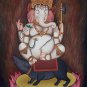 Four Arm Ganesh Hand Painted Canvas Cotton Fine Quality Thangka Painting From Nepal