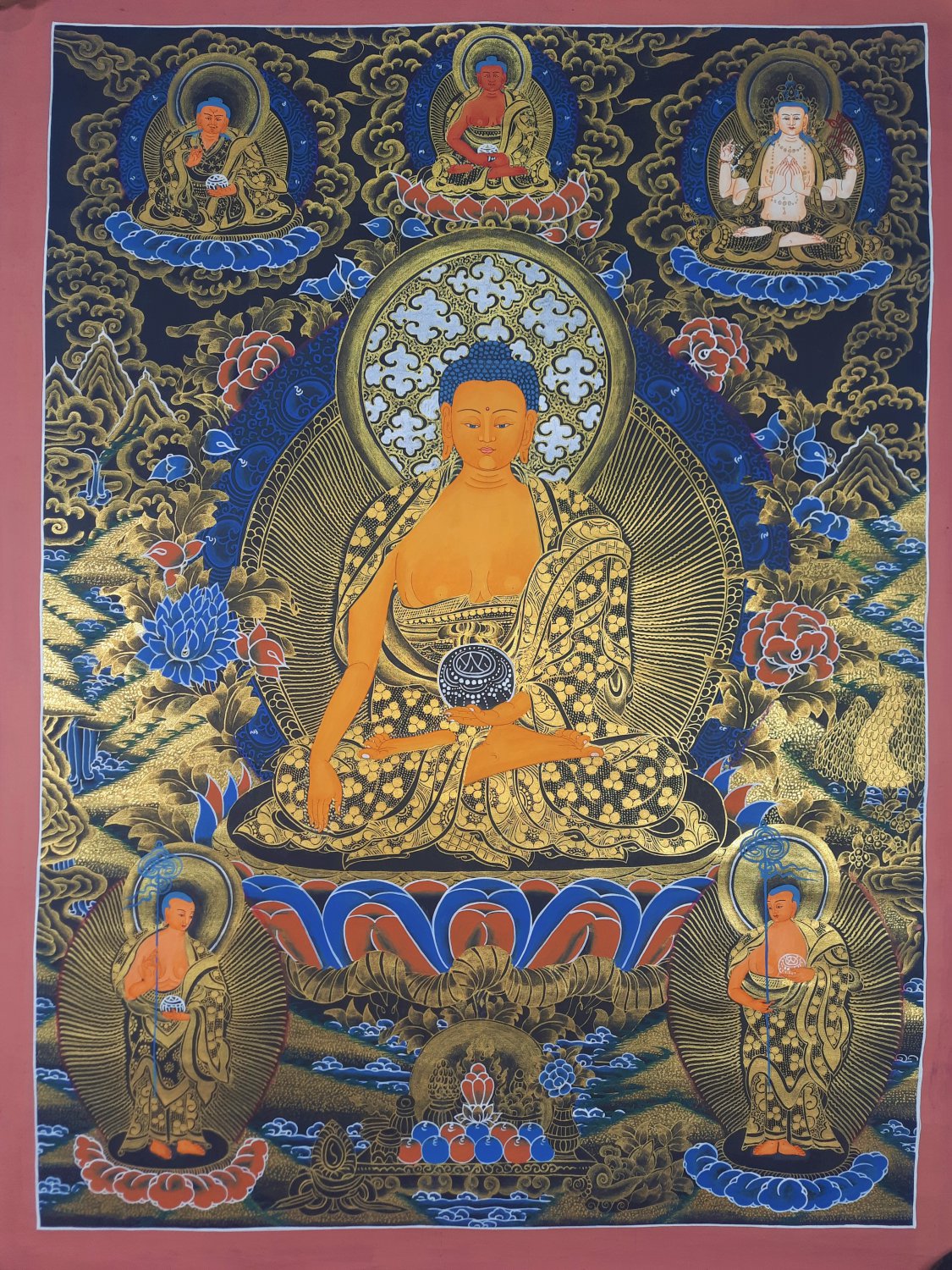 Shakyamuni Buddha Hand Painted Canvas Cotton Tibetan Thangka Painting ...