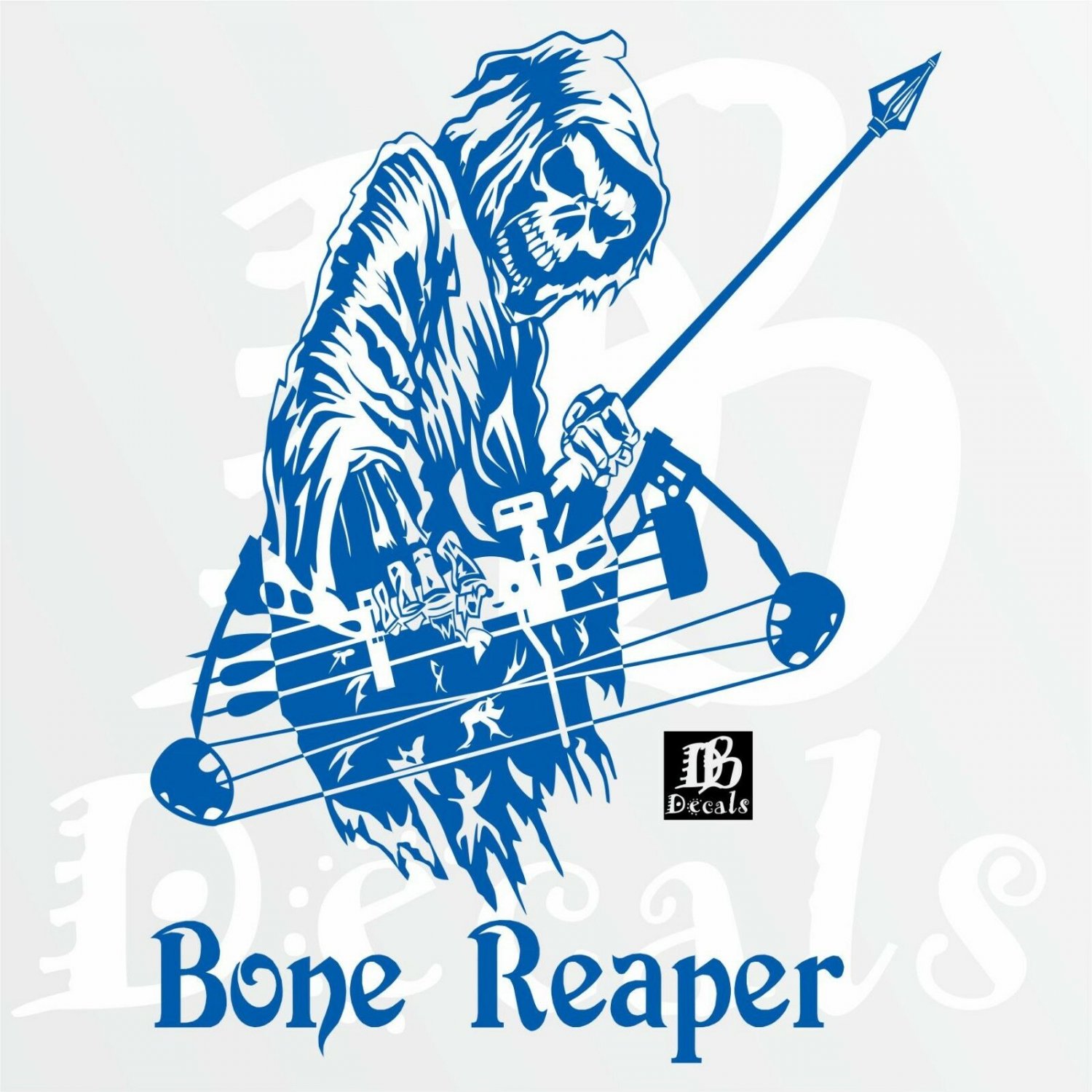 Grim Reaper Bone Bow Arrow Hunting Deer Car Truck Window Vinyl Decal Sticker
