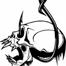 Skull Fish Hook Fishing Bone Boat Car Truck Window Vinyl Decal Sticker