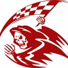 Grim Reaper Racing Checkered Flag Racecar Car Truck Laptop Vinyl Decal Sticker