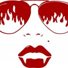 Girl Woman Vampire Sunglasses Lips  Car Truck Window Laptop Vinyl Decal Sticker