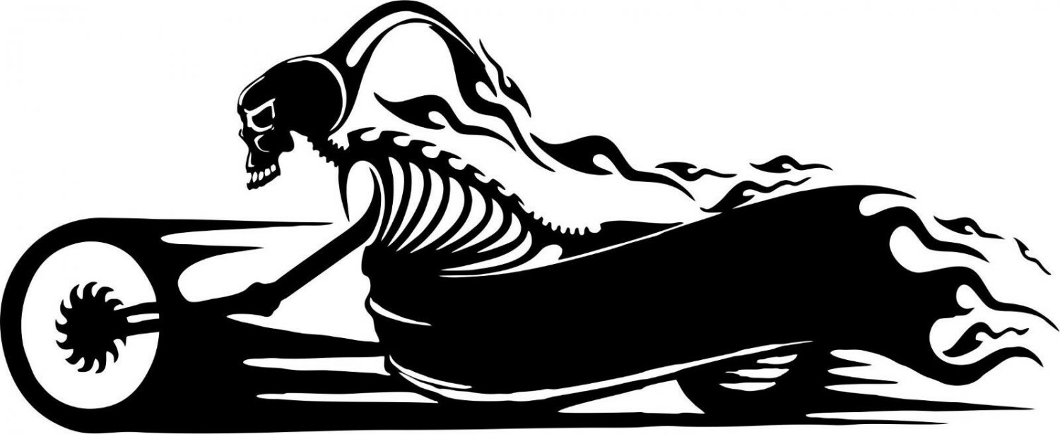 Motorcycle Skeleton Biker Skull Car Truck Window Wall Laptop Vinyl Decal Sticker