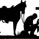 Praying Cowboy Horse Cross Christian Car Truck Window Laptop Vinyl Decal Sticker
