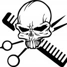 Hair Skull Stylist Beauty Parlor Salon Car Truck Window Wall Vinyl Decal Sticker