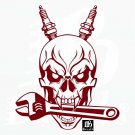Auto Mechanic Skull Spark Plug Wrench Tools Garage Shop Vinyl Decal Sticker
