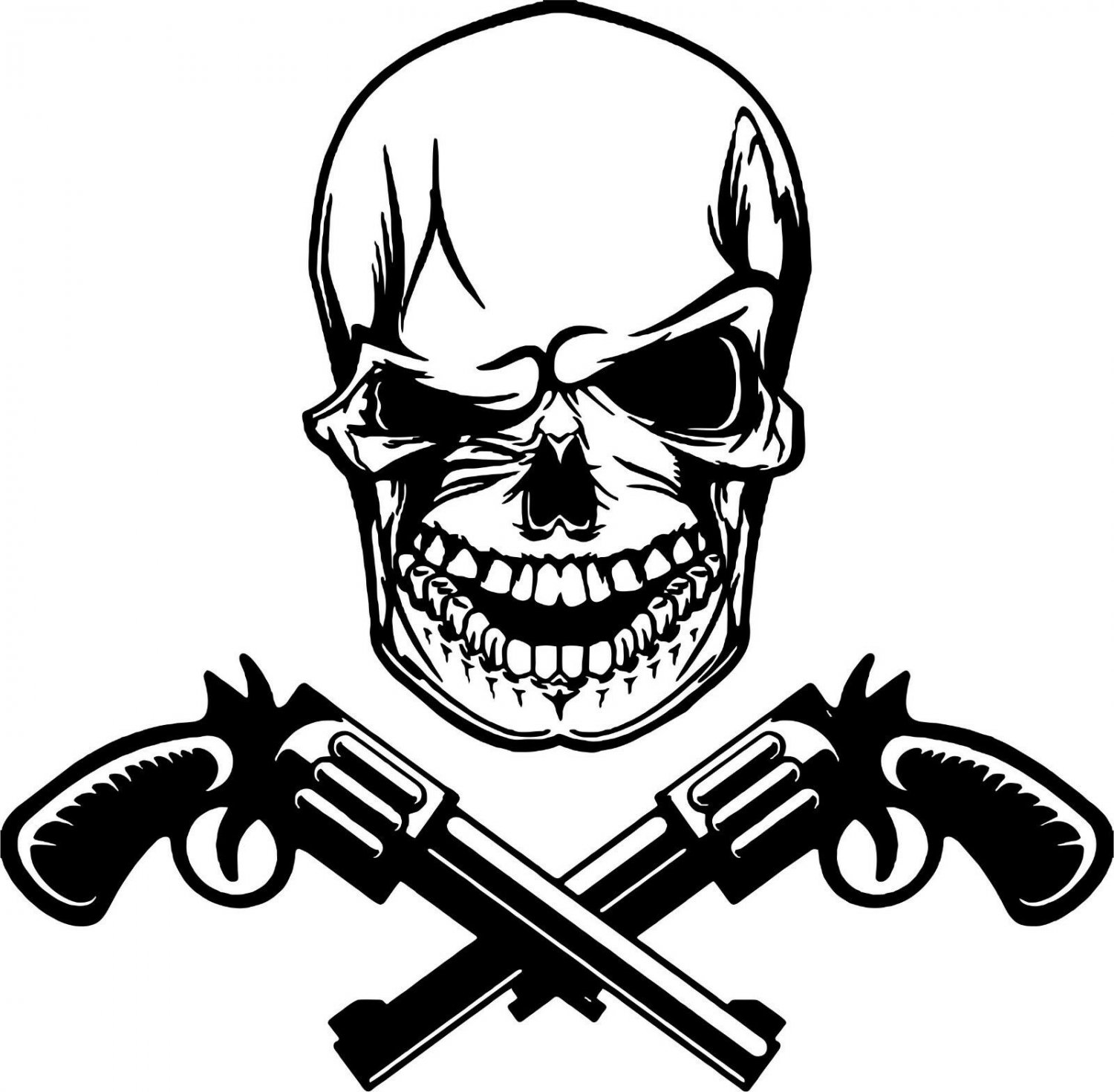 Skull Head Guns Skeleton Car Truck Window Laptop Vinyl Decal Sticker
