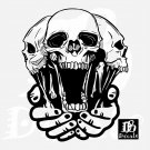 Skull In Hands Tribal Monster Beast Creature Head CarTruck Vinyl Decal Sticker