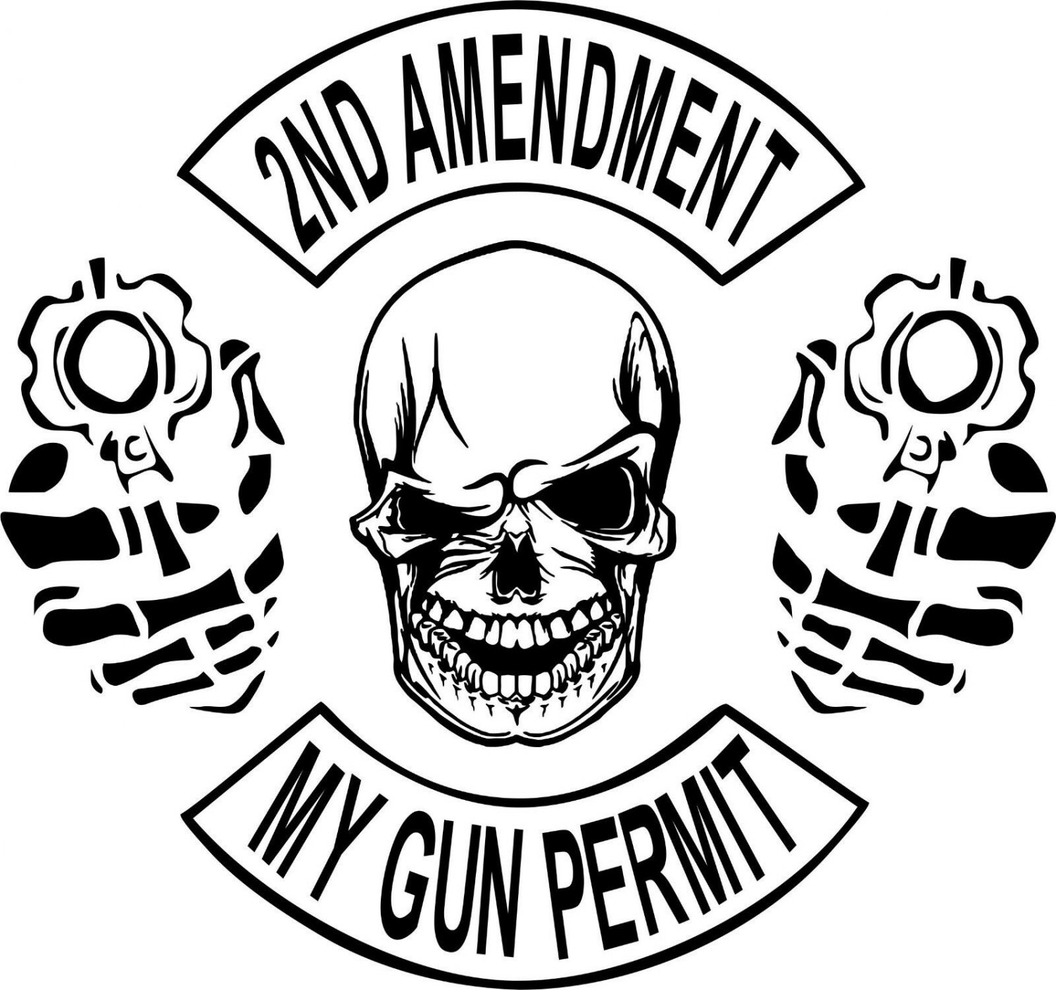 2nd Amendment Skull Gun Permit Control Car Truck Window Vinyl Decal Sticker