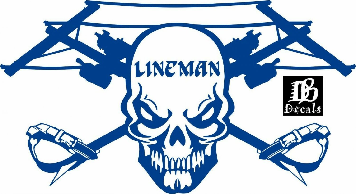 Lineman Skull Electrician Climbing Hooks Car Truck Window Vinyl Decal Sticker