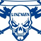 Lineman Skull Electrician Climbing Hooks Car Truck Window Vinyl Decal Sticker