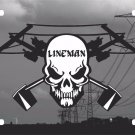 Lineman Linemen Skull  Electrician Power Pole License Plate Car Truck Tag