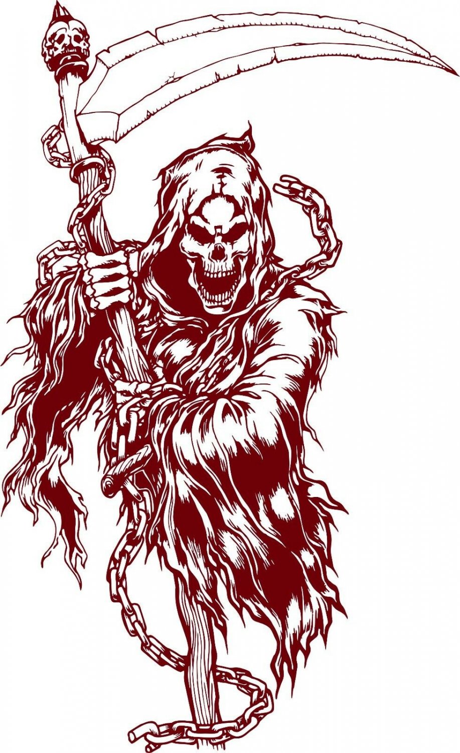 Grim Reaper Skull Scythe Skeleton Death Car Truck Window Vinyl Decal Sticker