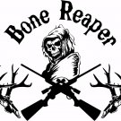 Bone Grim Reaper Gun Hunting Deer Skull Car Truck Window Vinyl Decal Sticker