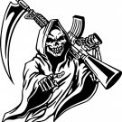 Grim Reaper Machine Gun Skull Hunting Car Truck Window Large Vinyl Decal Sticker
