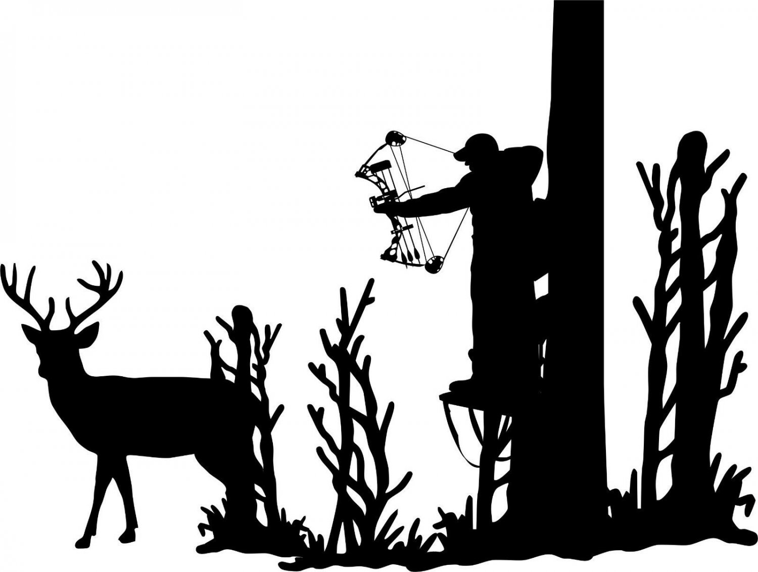 Hunting Deer Tree Stand Bow Gun Whitetail Car Truck Window Vinyl Decal Sticker