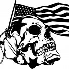 Skull Military Flag Dog Tag American Car Truck Window Laptop Vinyl Decal Sticker