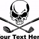 Skull Golf Clubs Crossbones Sports Custom Text Car Window Vinyl Decal Sticker