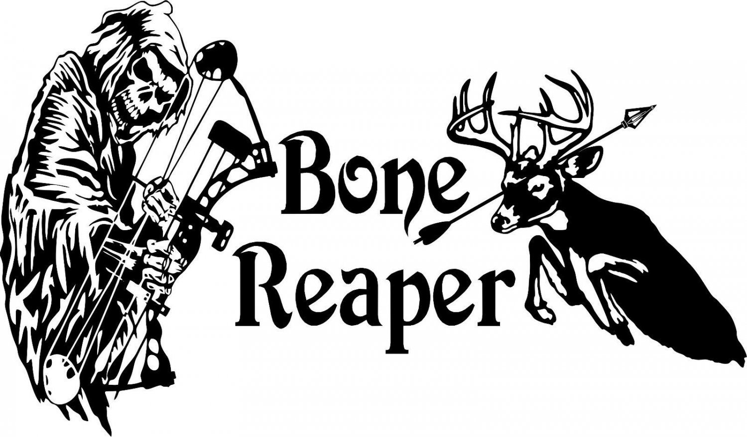 Grim Reaper Bow Arrow Hunting Bone Skeleton Truck Window Vinyl Decal Sticker