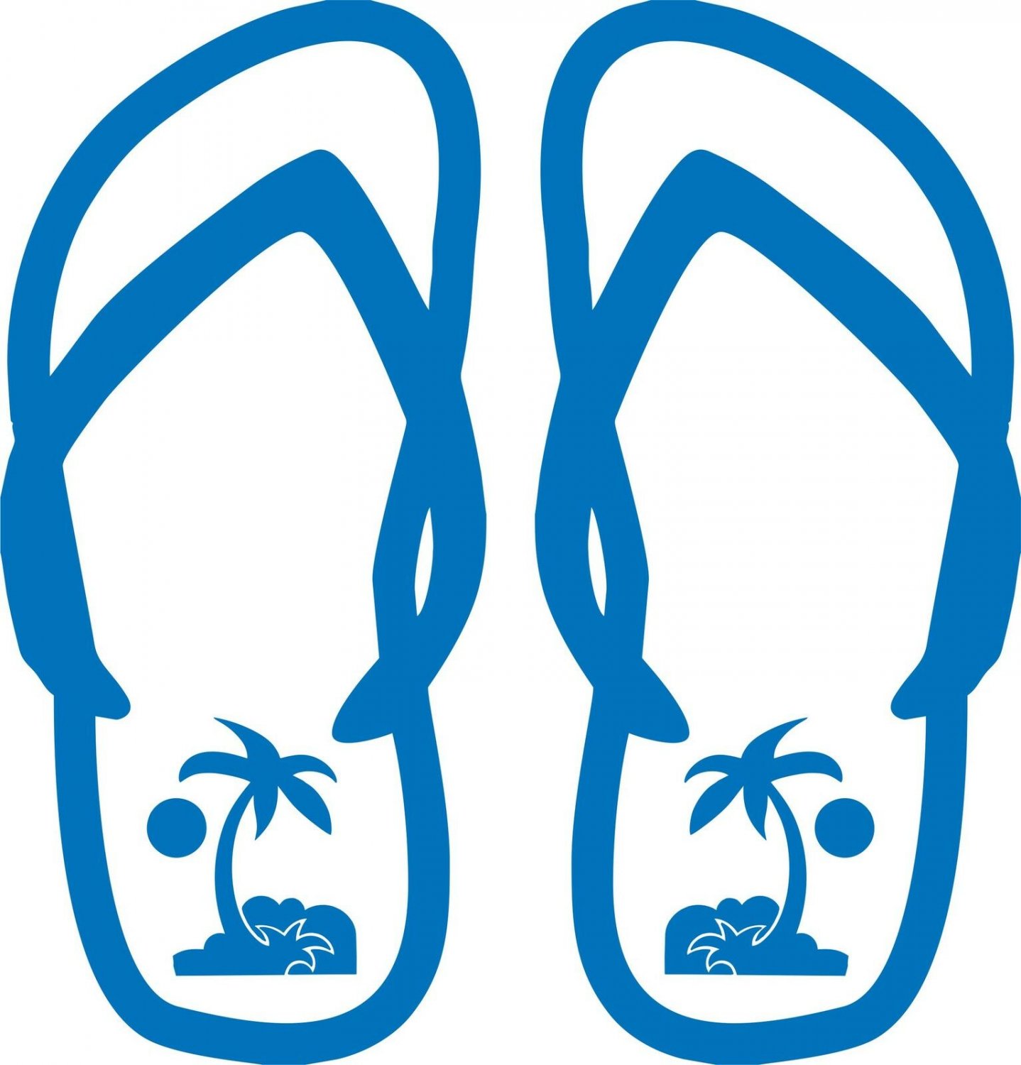 Flip Flops Sun Palm Trees Sandals Car Truck Window Vinyl Decal Sticker
