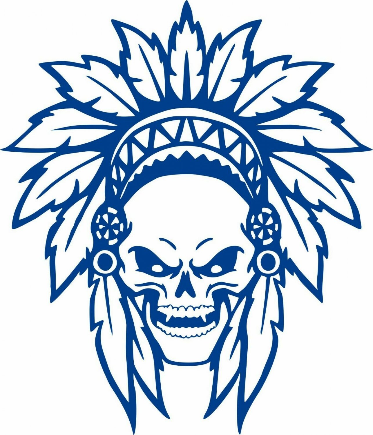 Native Indian Skull Skeleton Tribe Feathers Car Truck Window Vinyl Decal Sticker