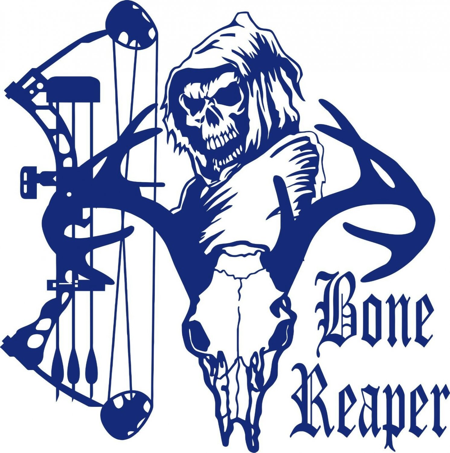 Bone Grim Reaper Bow Hunter Deer Skull Car Truck Window Vinyl Decal Sticker