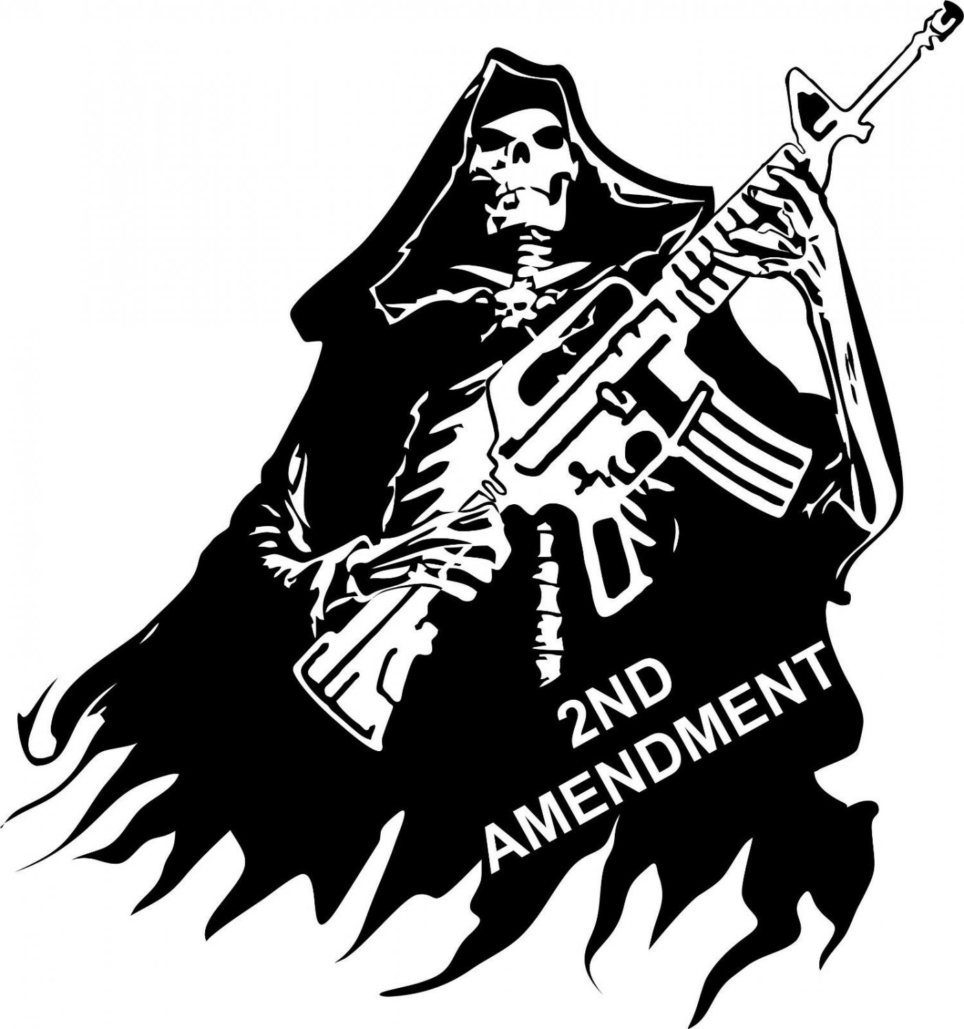 2nd Amendment Skull Grim Reaper Rifle Gun Car Truck Window Vinyl Decal Sticker