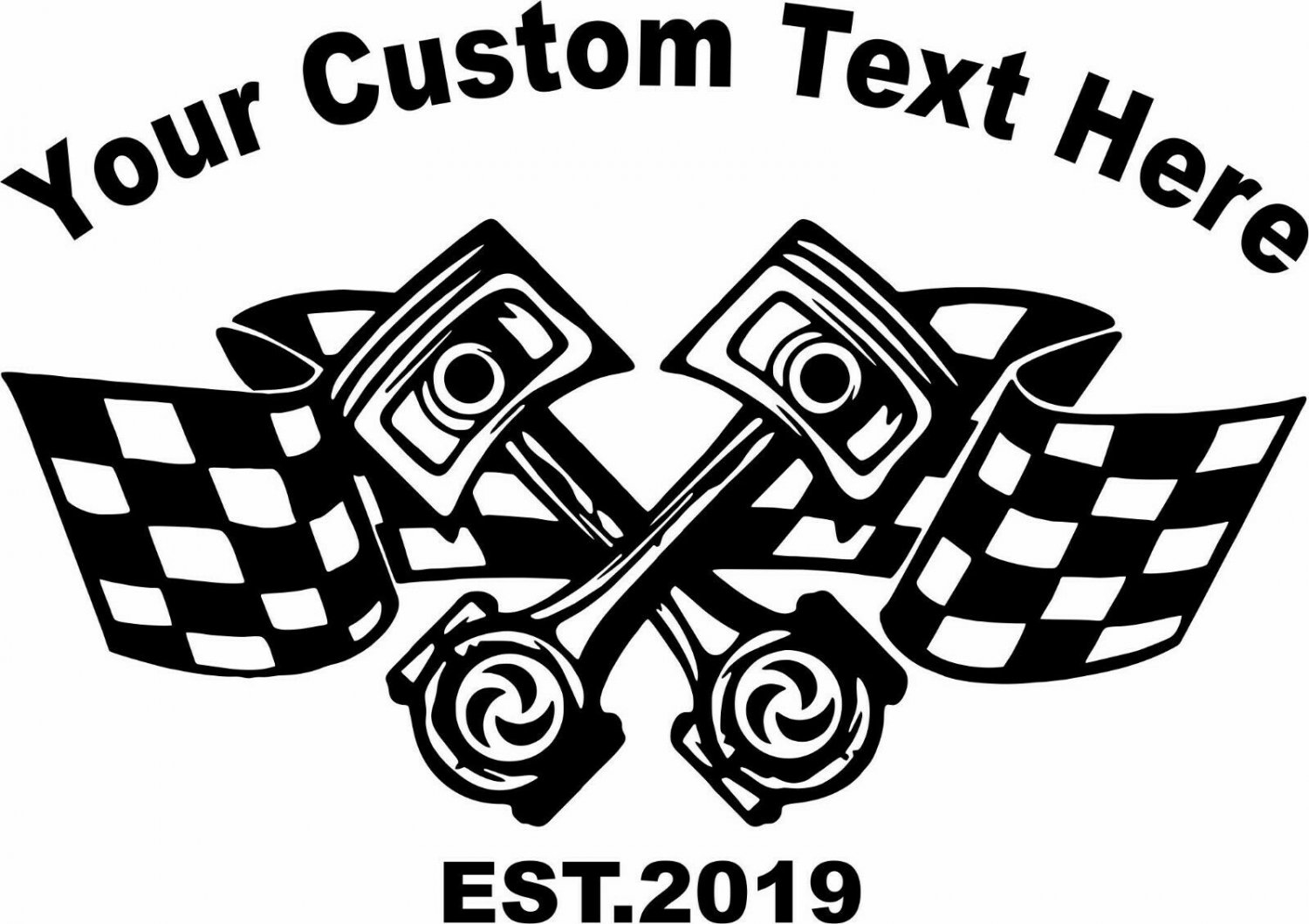 Custom Name Sign Text Car Club Piston Flag Car Truck Window Vinyl Decal Sticker