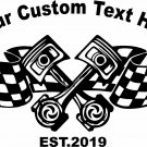 Custom Name Sign Text Car Club Piston Flag Car Truck Window Vinyl Decal Sticker