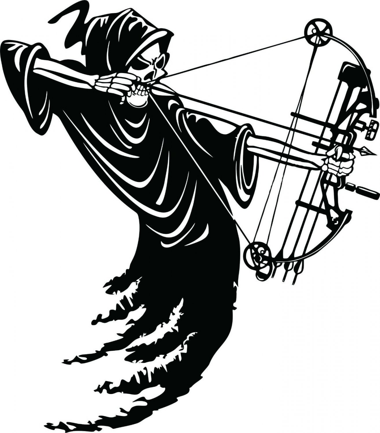 Grim Reaper Bow Hunter Arrow Hunting Car Truck Window Vinyl Decal Sticker