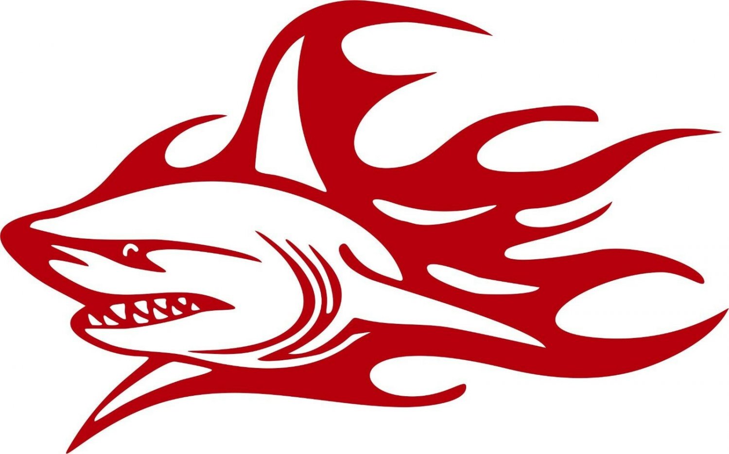 Shark Flame Attack Ocean Fishing Boat Car Window Laptop Vinyl Decal Sticker