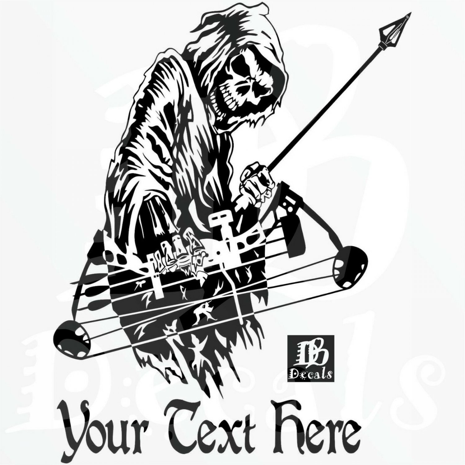 Custom Grim Reaper Bow Archery Hunting Deer Car Truck Window Vinyl Decal Sticker