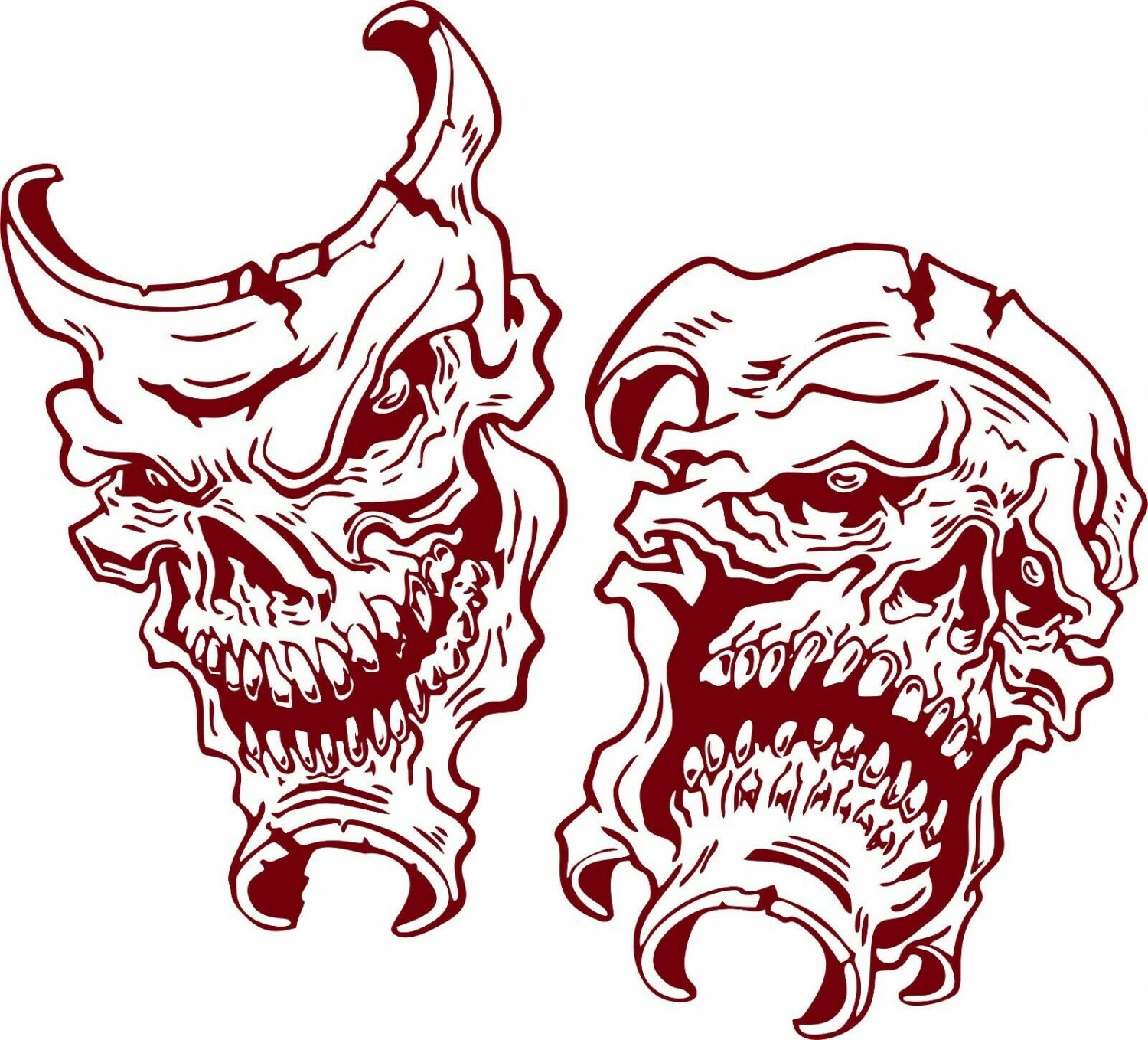 Happy Sad Evil Face Skull Joker Clown Car Boat Truck Window Vinyl Decal Sticker