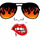 Vampire Girl Lips Blood Sunglasses Flame Car Truck Boat Window Vinyl Decal...