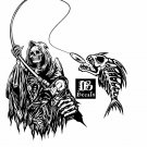 Grim Reaper Fishing Skeleton Rod Reel Boat Car Truck Window Vinyl Decal Sticker